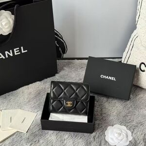 Chanel Black Quilted Short Wallet